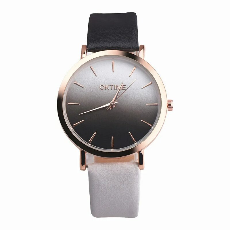 Fashion Ladies Women Wrist Watches Gradient Tie Dye PU Leather Quartz Wristwatches Simple Luxury Bracelets Watch Reloj Mujer