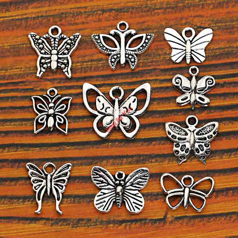 Mixed Tibetan Silver Plated Butterfly Dragonfly Charm Pendant for Bracelet Necklace Jewelry Accessories Making Handmade DIY