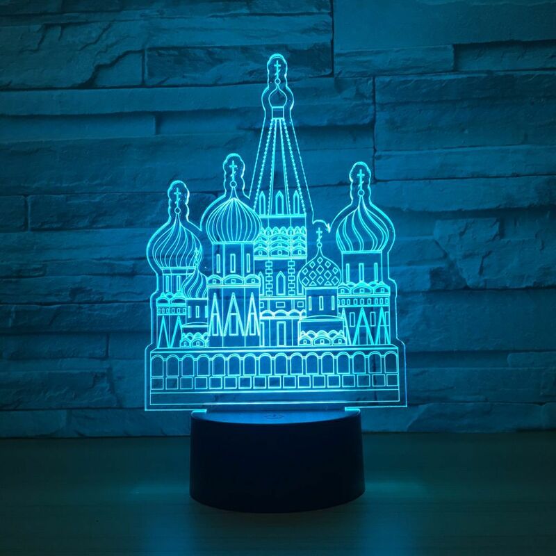 Zamek LED 3d lampa stołowa 7 zmiana koloru Usb Nightlight dla dziecka śpiącego Home Decor prezent świąteczny