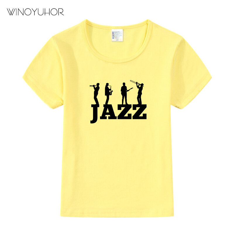 Camiseta con estampado de música de Jazz para niños pequeños, Tops de manga corta para bebés, camisetas divertidas de saxofón de bajo