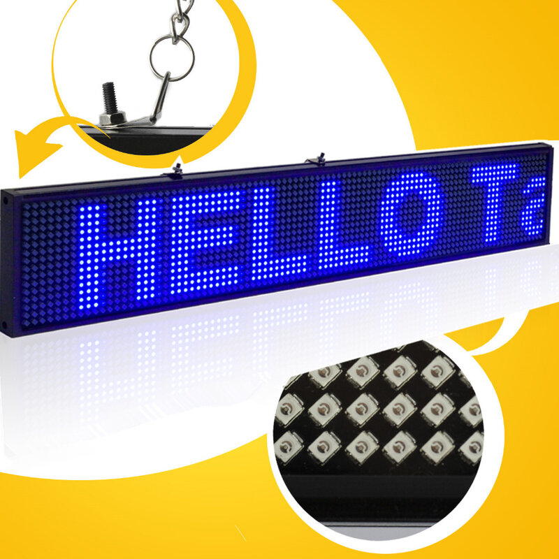 32-in Blue Android USB WIFI LED Sign wireless programmable rolling information P5 SMD Advertising  Indoor led Display board