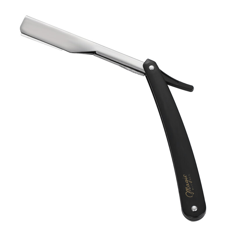 Afeitadora Manual profesional para hombres, máquina de afeitar de acero inoxidable con borde recto, afilada, plegable, cortador de barba con cuchilla, 1 ud.