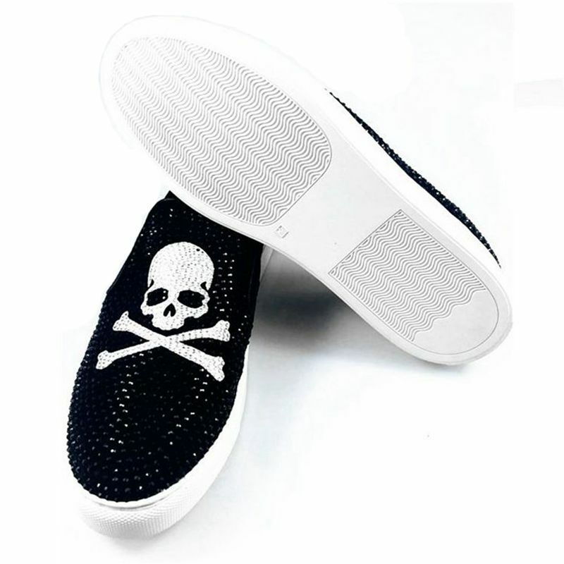 Rhinestone skull sequins rivet Casual Platform high top shoes Flats Male Designer prom Dress Loafers Shoes zapatos hombre