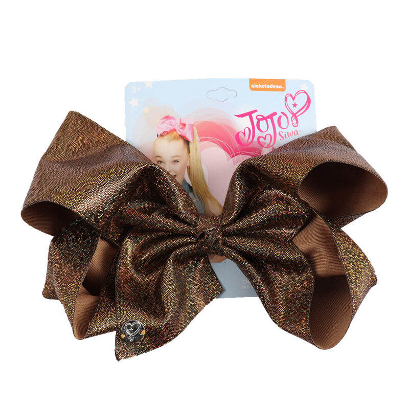 8"  Hair Bows With Clips For Kids Girls Boutique Printed Metallic Leather Ribbon Bows Hairgrips Children Hair Accessories