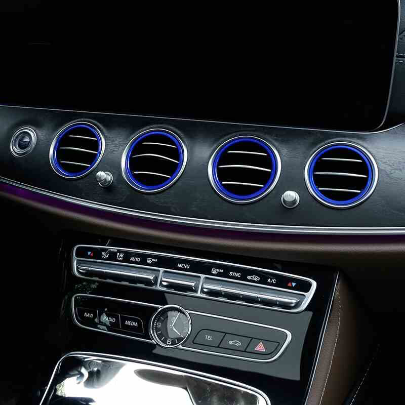 Cubierta de marco de ventilación de aire acondicionado cromado, lentejuelas interiores, tira de panel de salida de aire, pegatina 3D para Mercedes Benz Clase E W213