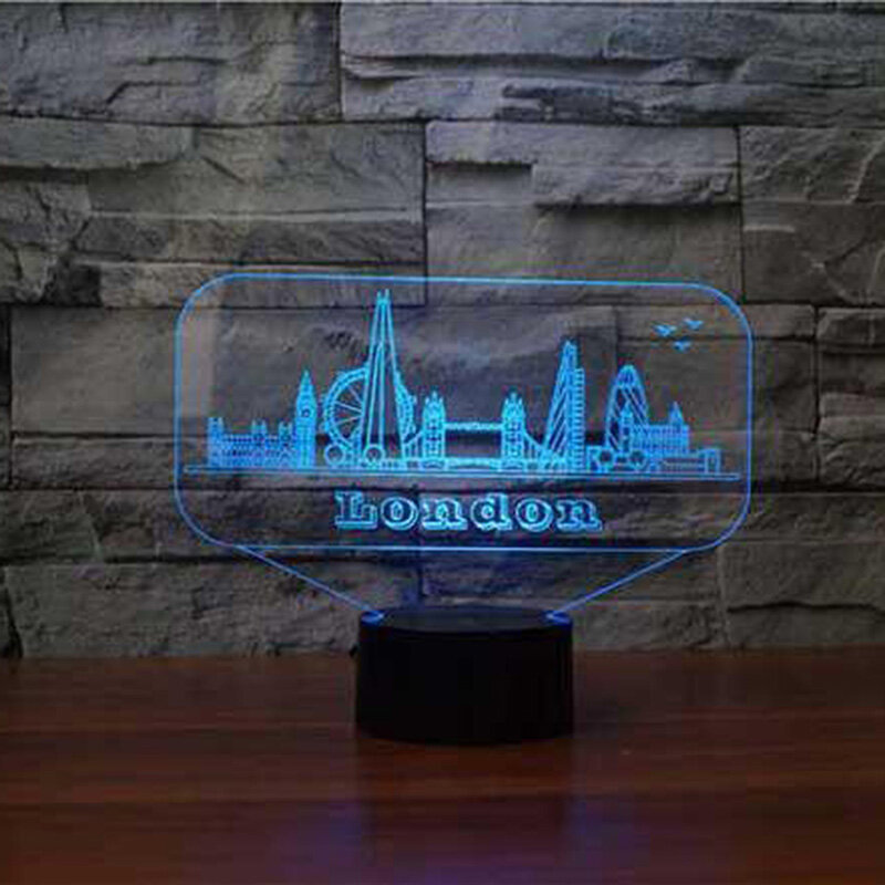 Londres Architecturale 3d Lampe Tactile USB LED Veilleuse Pour Enfants Cadeau Maison Chambre Décor 7 Changement De Couleur Bluetooth Haut-Parleur
