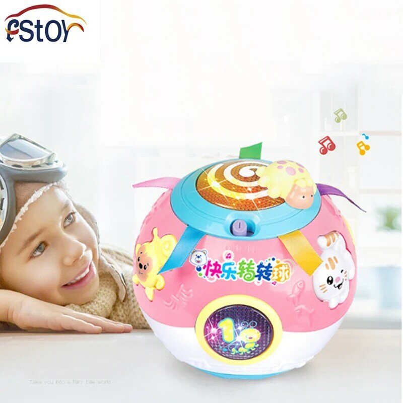 Happy เปิด Ball ของเล่นดนตรีสามารถหมุนได้เด็กจับเด็ก Interactive ปริศนาแสงเด็กของเล่นรุ่น