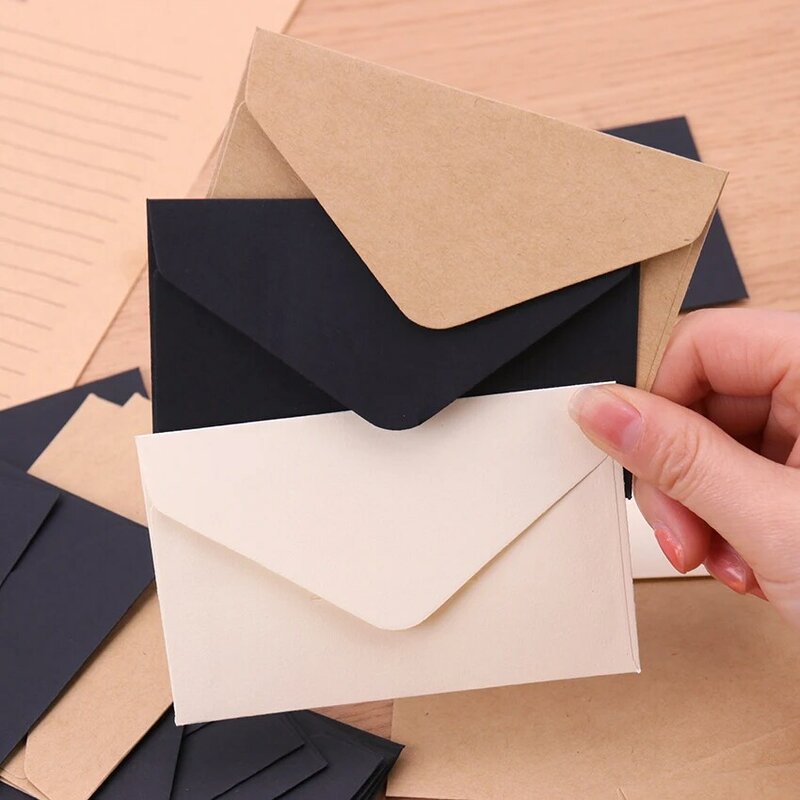 20PCS Classical White Black Kraft Blank Mini Paper Window Envelopes Wedding Invitation Envelope Gift Envelope