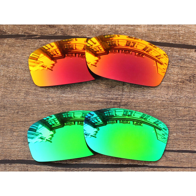 Vonxyz 2 Pairs Ruby Mirror & Jade Mirror Polarized Replacement Lenses for-Oakley Fives Squared Frame