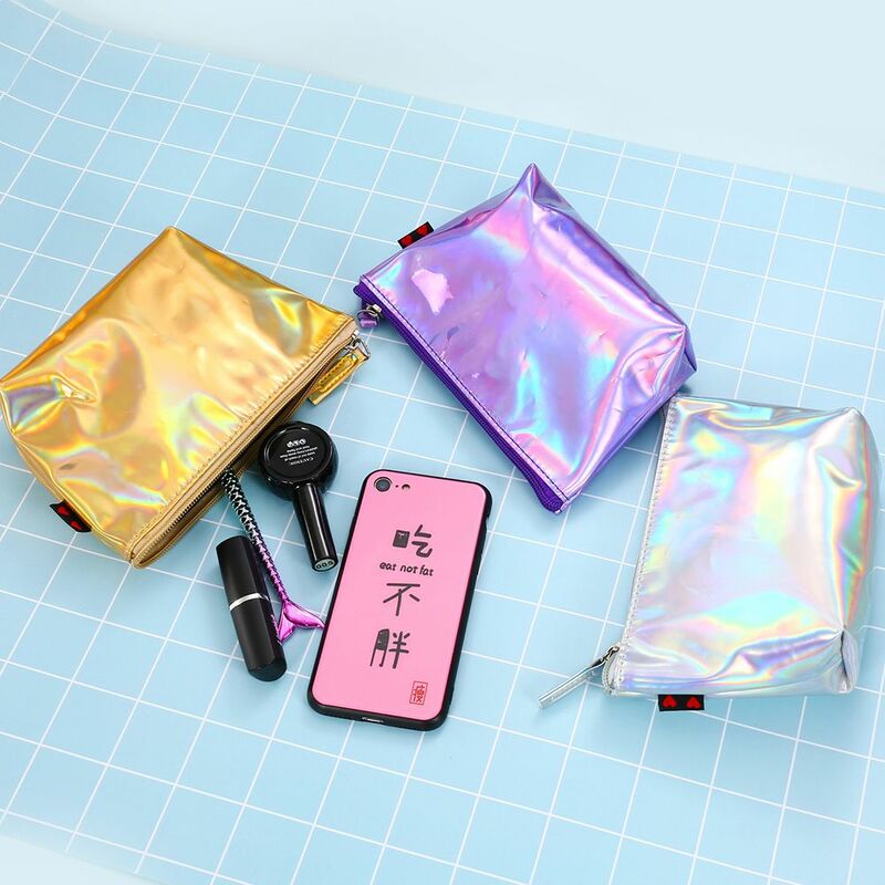 Bolsa holográfica de holograma para mujer, bolso de mano con cierre, bolsa de cosméticos de maquillaje, estuche de almacenamiento láser, novedad de 2020, 1 ud.