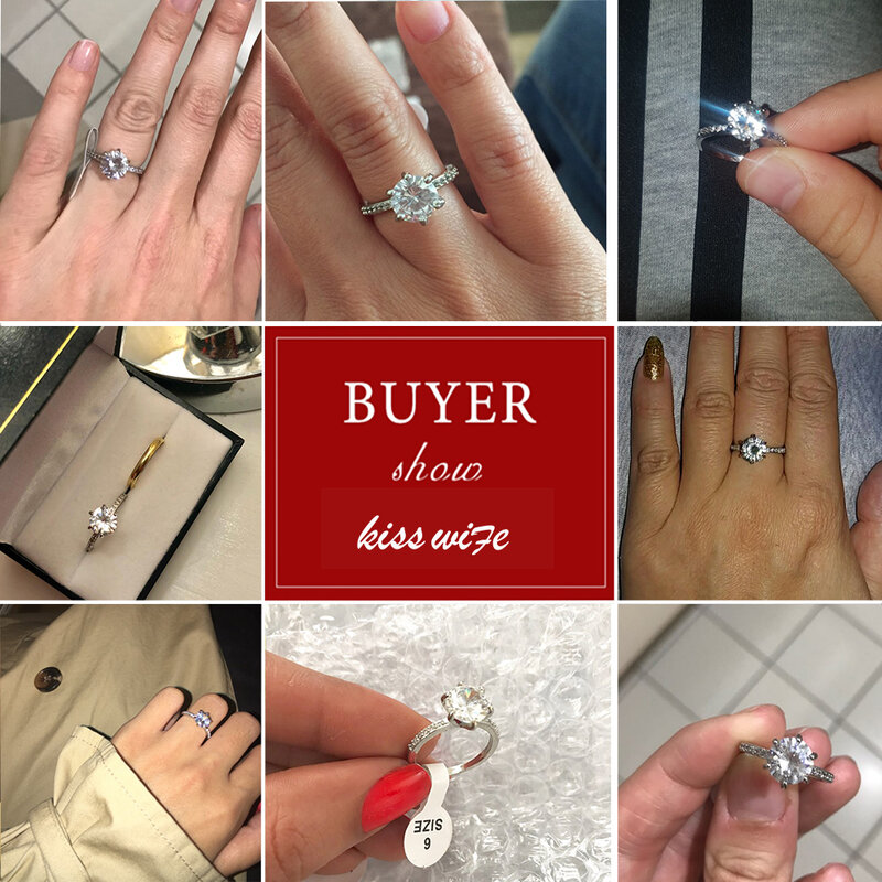 KISSภรรยาคลาสสิกหมั้นแหวน6กรงเล็บออกแบบAAA White Cubic Zirconหญิงแหวนแต่งงานCZแหวนเครื่องประดับ
