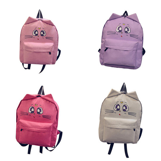 1 pçs sacos de escola mochila lona para adolescentes dos desenhos animados 2017 quente gato orelha mochilas bolsa feminina