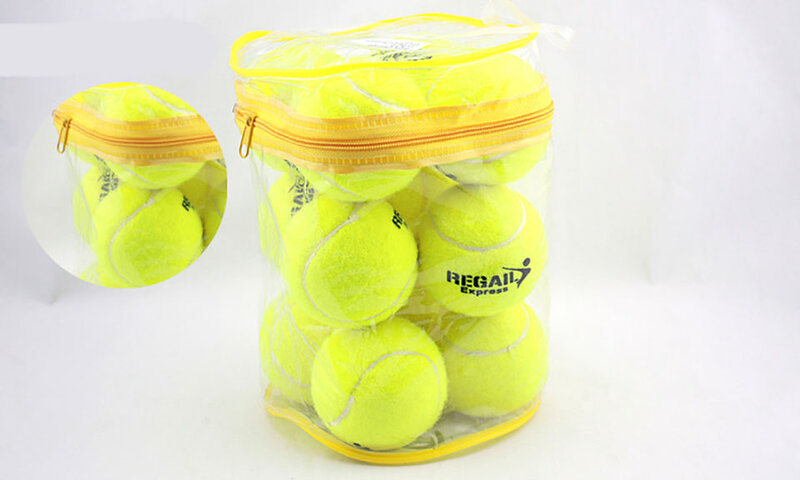 12pcs/Lot High Quality Elasticity Tennis Ball for Training Sport Rubber Woolen Tennis Balls for tennis practice with free Bag
