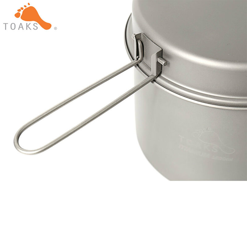 TOAKS CKW-1600 Titanium Outdoor Camping Pan Hiking Cookware Backpacking Cooking Picnic Bowl Pot Pan Set with Folded handle