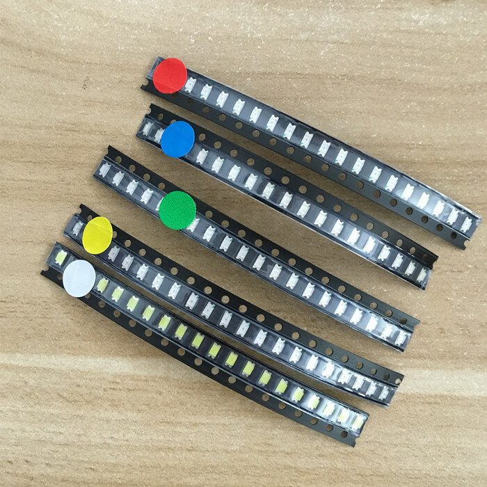 100 SMD LED light kit ، 5 ألوان ، 1206 قطعة ، أحمر ، أبيض ، أخضر ، أزرق ، أصفر ، 1206 ، شحن مجاني