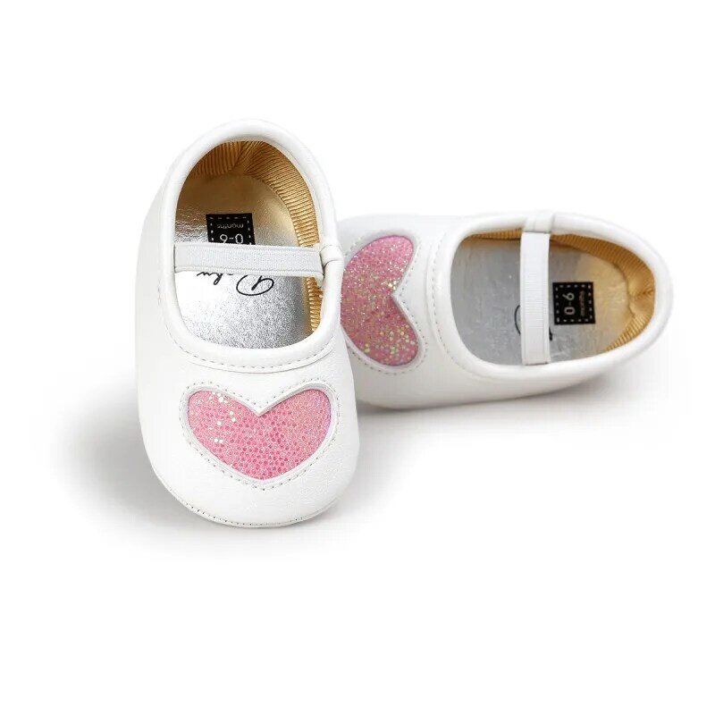 Bebê recém-nascido meninas sapatos princesa amor primeiros caminhantes sola macia infantil sapatos de bebê da criança