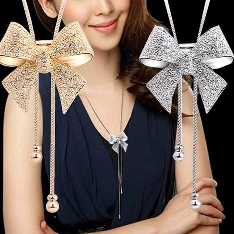 KISSWIFE Fashion Jewelry 2018 Necklace Necklace Long Necklace Bow Style For Ladies Decorations