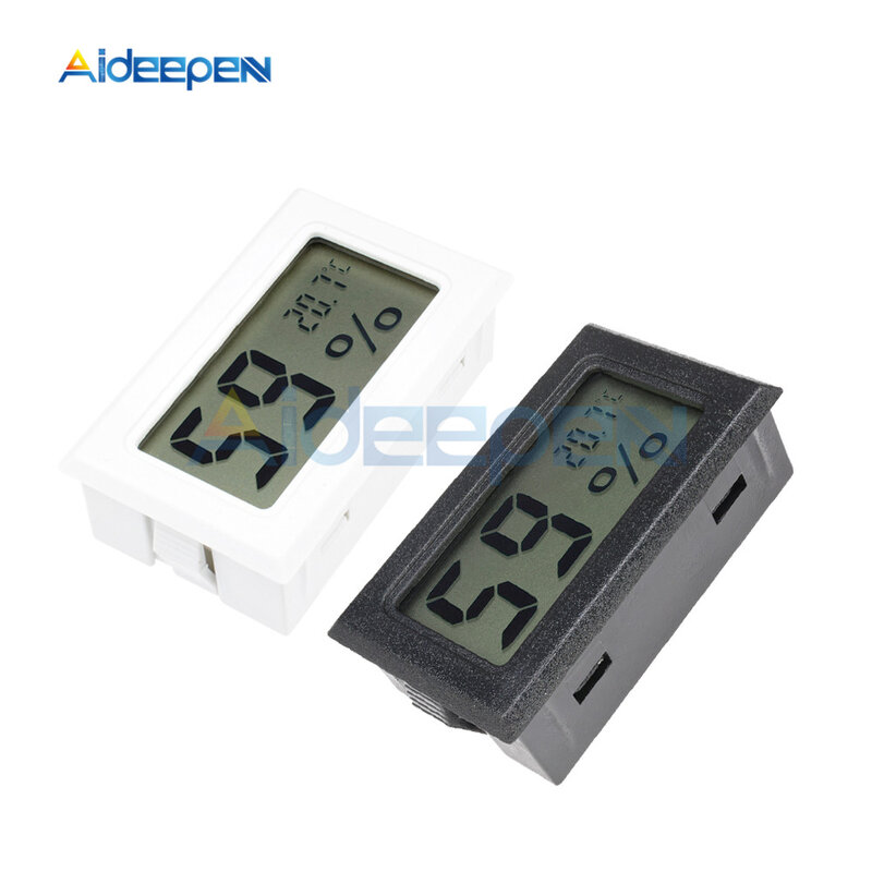 Mini termômetro e higrômetro digital lcd, sensor medidor de temperatura e umidade digital lcd prático branco e preto para ambientes internos