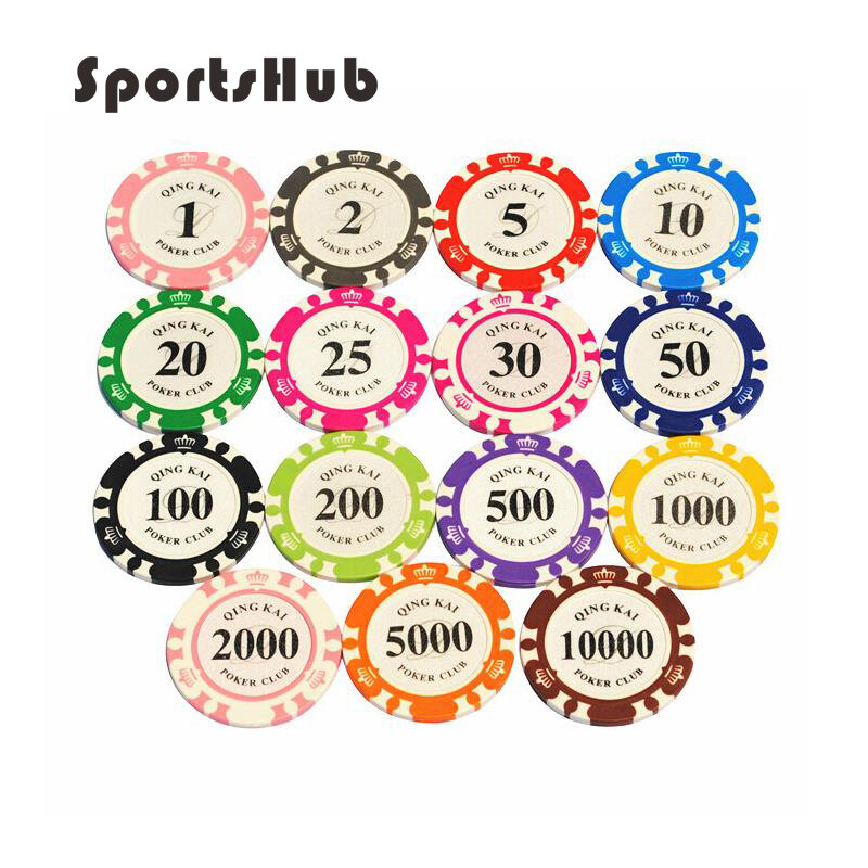 Sportshub 1pc de alta qualidade multi-cores 14g casino metal/argila poker chips personalizado ept poker chips nr0104