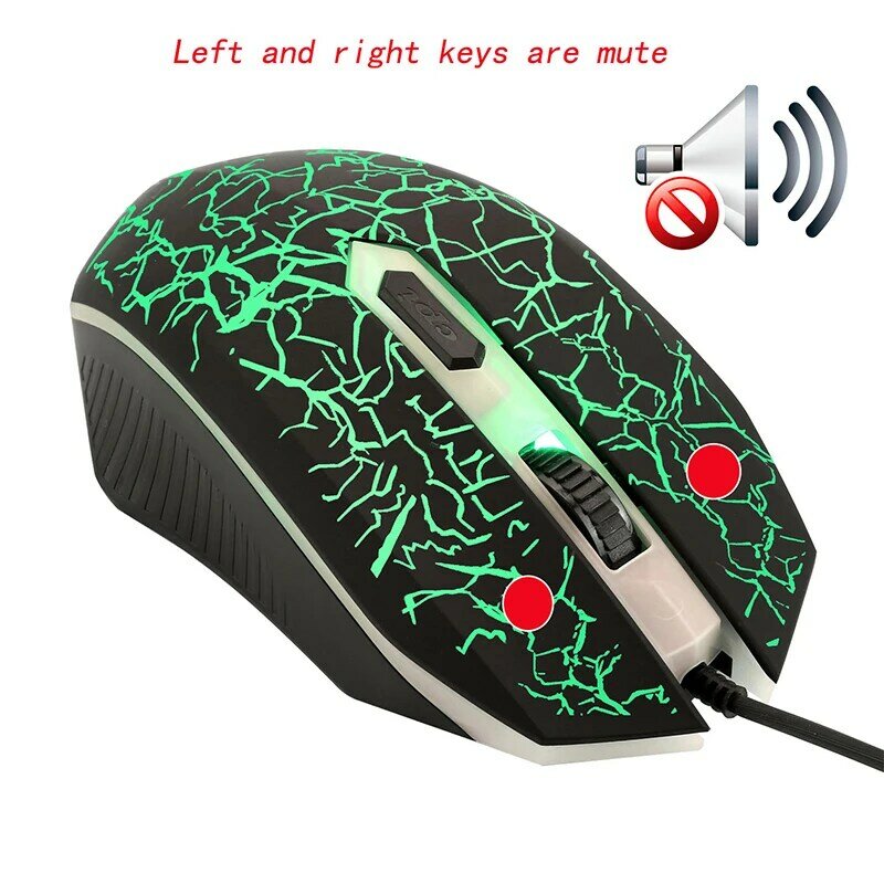 Mouse ergonômico para jogos, com fio usb, para computador, notebook, colorido, luminoso, para escritório, 1600dpi, silencioso para jogos