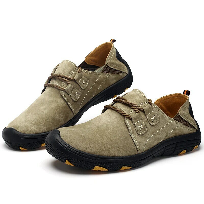 فانكات-حذاء جلد طبيعي غير رسمي للرجال ، حذاء بدون كعب ، مسامي ، للتدريب في الهواء الطلق ، للمشي