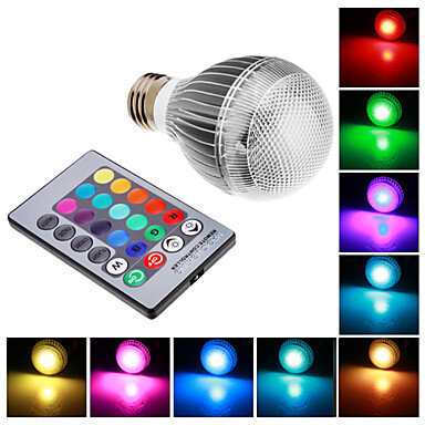 Ampoule LED RGB 12W E27, 16 couleurs, 85-265V, avec télécommande IR
