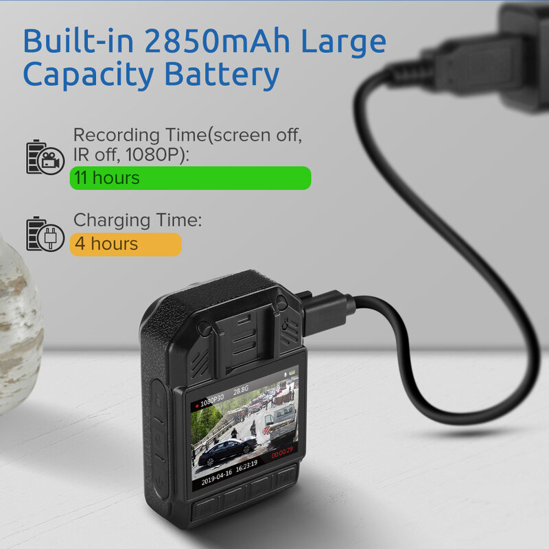 Boblov KJ21 Body Cam HD 1296P videoregistratore 64GB memoria videocamera di sicurezza IR visione notturna indossabile Mini videocamere telecamera di polizia
