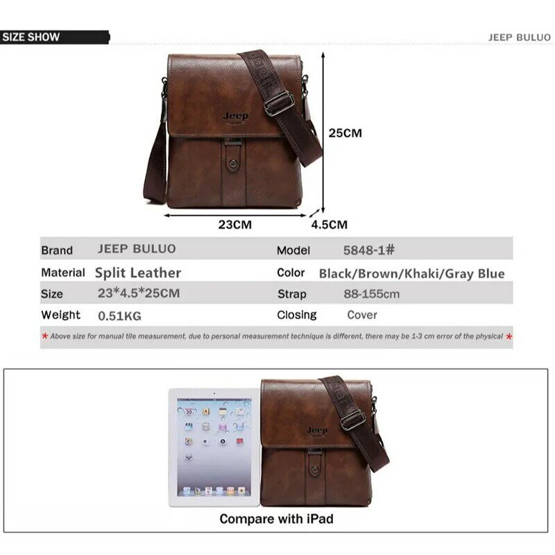 Мужская сумка-мессенджер jeep buluo, коричневая сумка из спилка, повседневная заплечная сумка, брендовая сумка для iPad Mini Classic, все сезоны, 2019