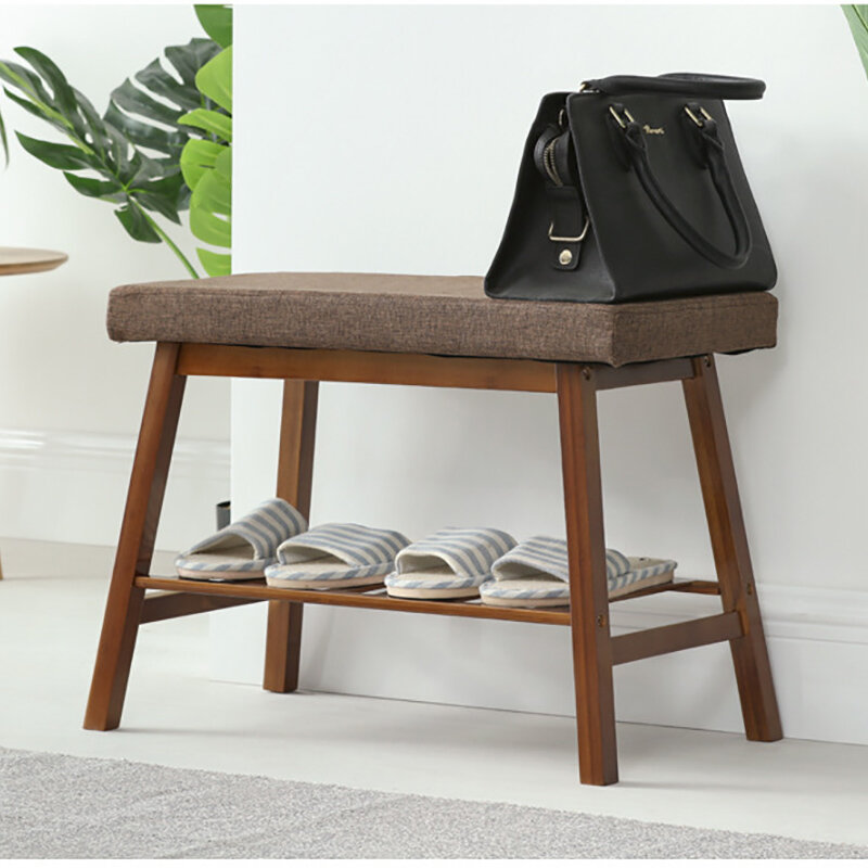 Бамбуковый шкаф для обуви, длинная скамейка для хранения обуви, с мягкой подушкой, домашняя мебель