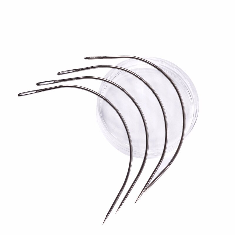 Frete grátis 50pcs 9cm comprimento c agulhas de tecelagem agulhas curvas e 1 rolo carretéis de fio de tecelagem para trama de cabelo