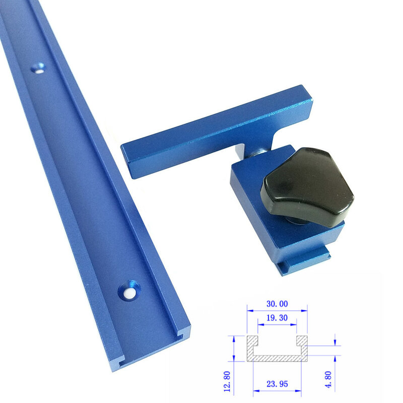 อลูมิเนียมสีฟ้า T-Track และไม้ T-Slot Miter Track Miter Track หยุดชุดไม้เครื่องมือสำหรับ router ตาราง