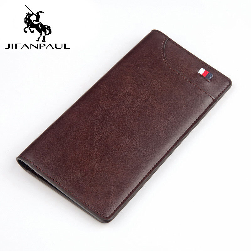 New men's long wallet European and American retro fashion oil wax leather casual ribbon wallet Free shipping