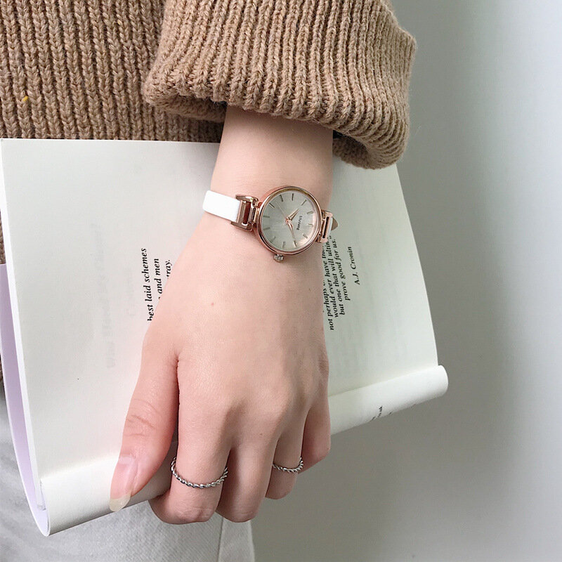 Ulzzang moda marka kobiety bransoletki z zegarkiem retro brązowy skórzany zegarek w stylu vintage kobieta zegar kwarcowy casual zegarki damskie