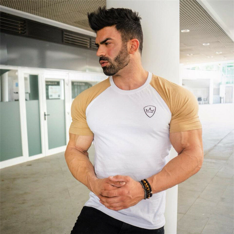 Camiseta deportiva 2021 de algodón para hombre, camisa de manga corta para correr, entrenamiento, Fitness