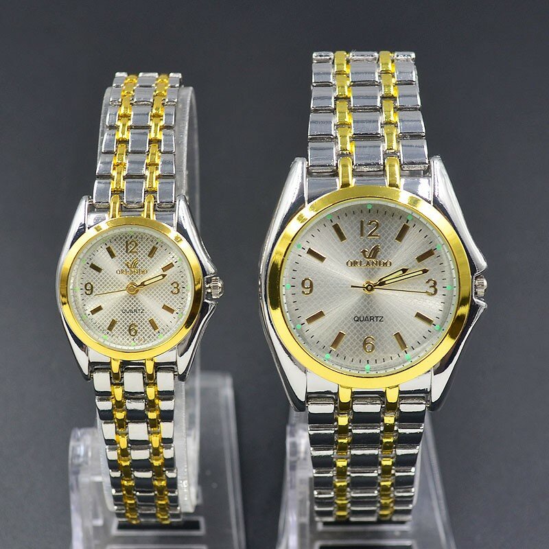 Fashion Wrist Watch Women Men Couple Lovers' Style Round Metal Alloy Band Quartz Clock 6820