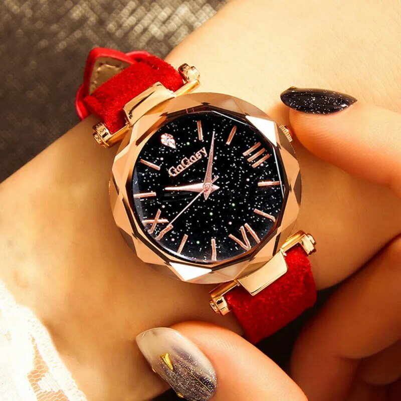 Balight Ladies Roman Scale Belt Star Diamond Watch Fashion PU Strap Mechanical Watch