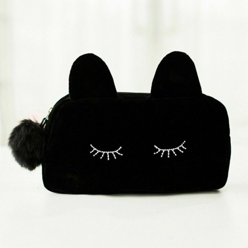 Tragbare Cartoon Katze Münze Lagerung Fall Make-Up Tasche Zipper Kosmetik Tasche