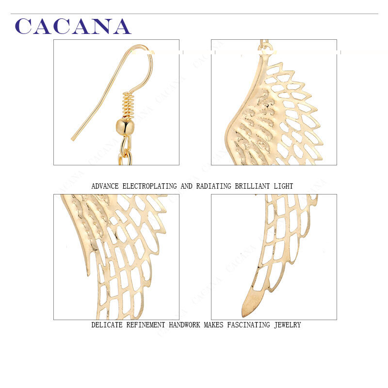 Boucles d'oreilles CACANA balancent de longues boucles d'oreilles avec la meilleure qualité grande aile pour les femmes Bijouterie vente chaude No. A27