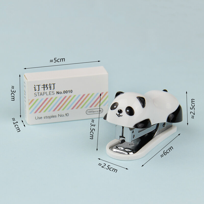 1 Set Mode Kartun Panda Stapler Set Kertas Kantor Penjilid Pengikat Pokok Perlengkapan Penting Hadiah untuk Siswa