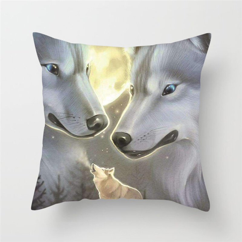 Fuwatacchi wilk poszewka zwierząt pies księżyc tygrys Fox poszewka na poduszkę dla domu Sofa krzesło dekoracji poliester rzuć poszewki na poduszki