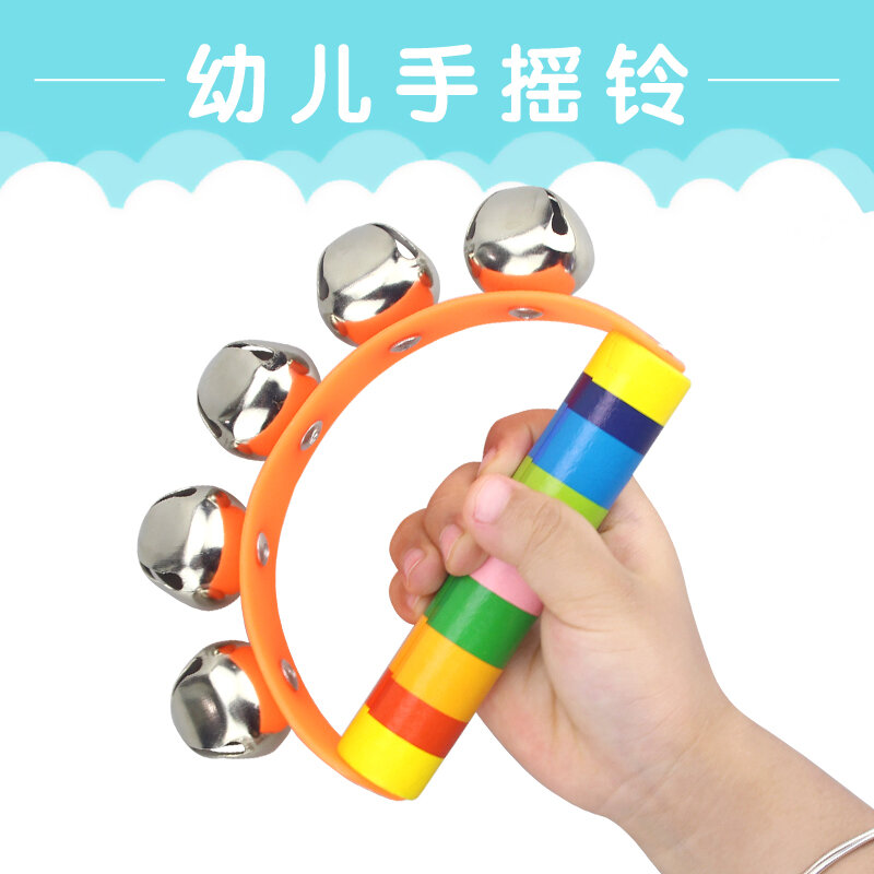 Juguetes de madera para bebés Stick 5 cascabeles niños campanas Arco Iris sonajero de mano juguete educativo para bebés-entrega aleatoria 1 pc