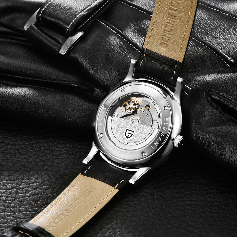 2019 новые ультра-тонкие простые классические мужские механические часы Бизнес водонепроницаемые часы люксовый бренд из натуральной кожи ав...