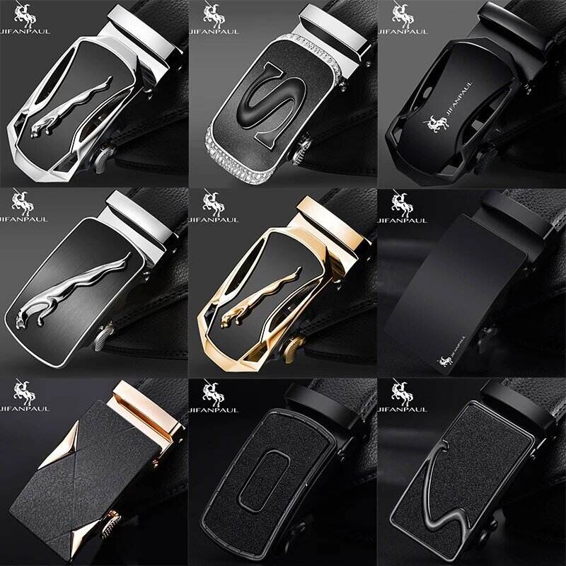 JIFANPAUL – ceinture en cuir pour hommes, noir, tête à boucle automatique, tendance, pour jeunes hommes, personnalité simple, business