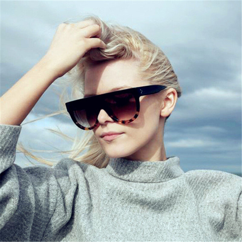 2019 Platte Top Oversized Zonnebril Vrouwelijke Sexy Dames Cat Eye Zonnebril Vrouwen Merk Designer Oculos De Sol Feminino UV400