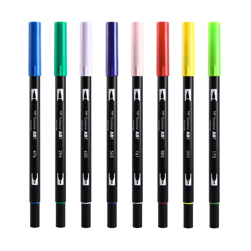 TOMBOW AB-T, художественная ручка, японская каллиграфическая ручка, 108 цветов, Двойные головки, акварельная маркерная ручка для рисования, товары...
