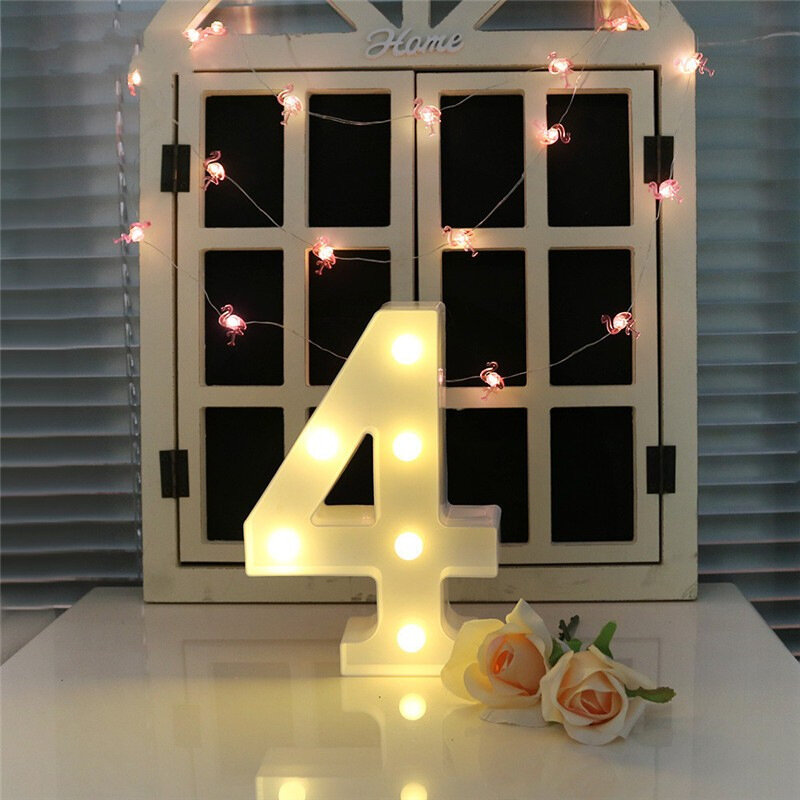 Luz noturna em plástico branca 0-9led, criativa com bateria digital, decoração para festa, natal, luz noturna, para casamento