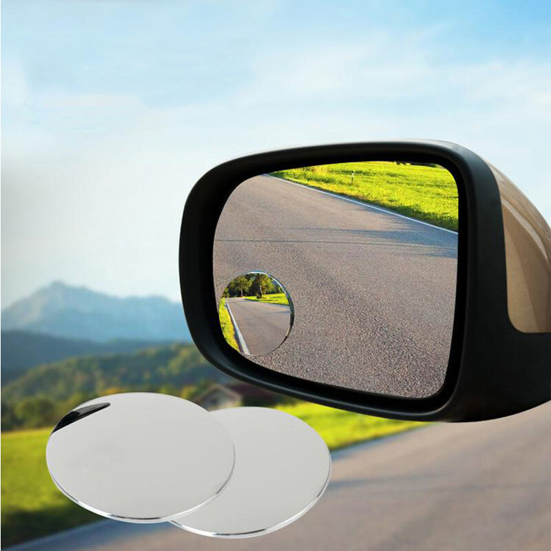 1 Pasang 360 Derajat Tanpa Bingkai Ultrathin Sudut Lebar Bulat Cembung Cermin Blind Spot untuk Parkir Belakang Cermin Berkualitas Tinggi