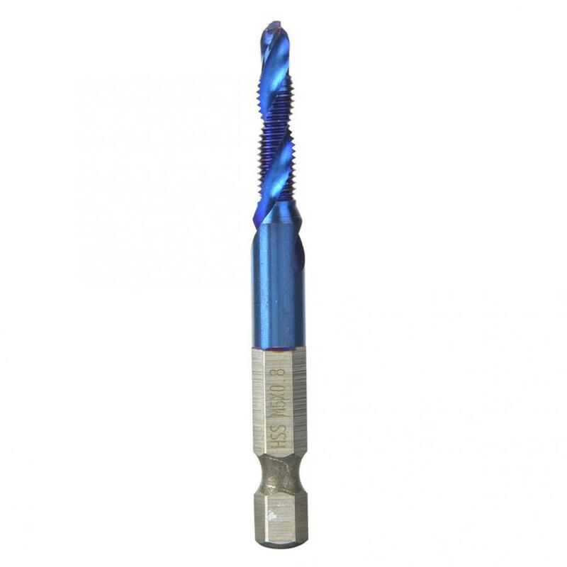 Broca de aço banhada azul de alta velocidade, 6.35mm, haste hexagonal, broca de ponta composta, hss