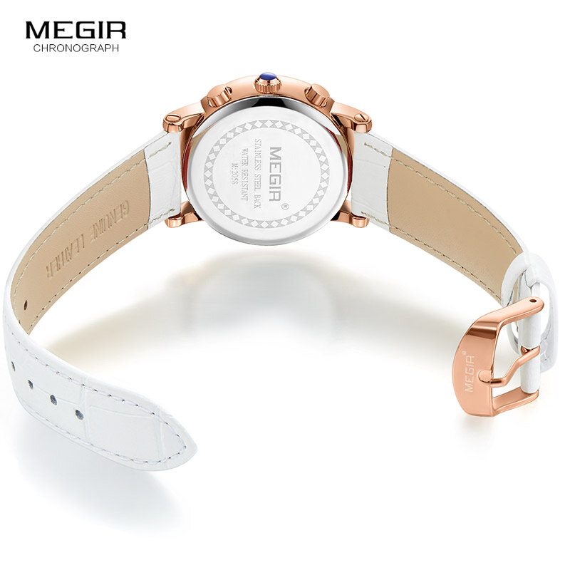 Megir relógio esportivo luxuoso, com cronógrafo, para mulheres, de quartzo, 2058
