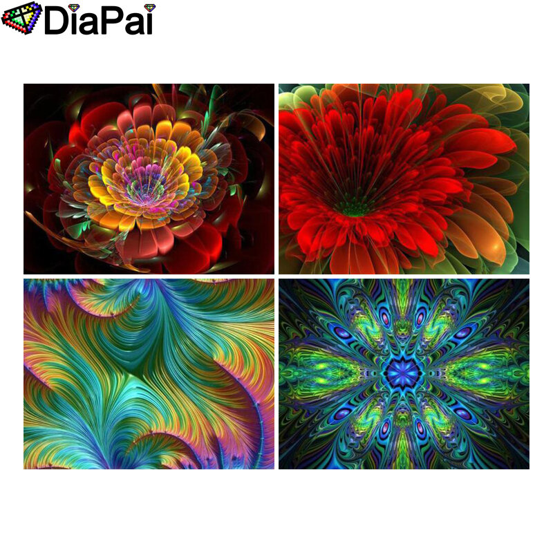 DIAPAI 5D DIY เพชรภาพวาด 100% เต็มรูปแบบ/เจาะรอบ "ดอกไม้" 3D เย็บปักถักร้อย Stitch Home decor